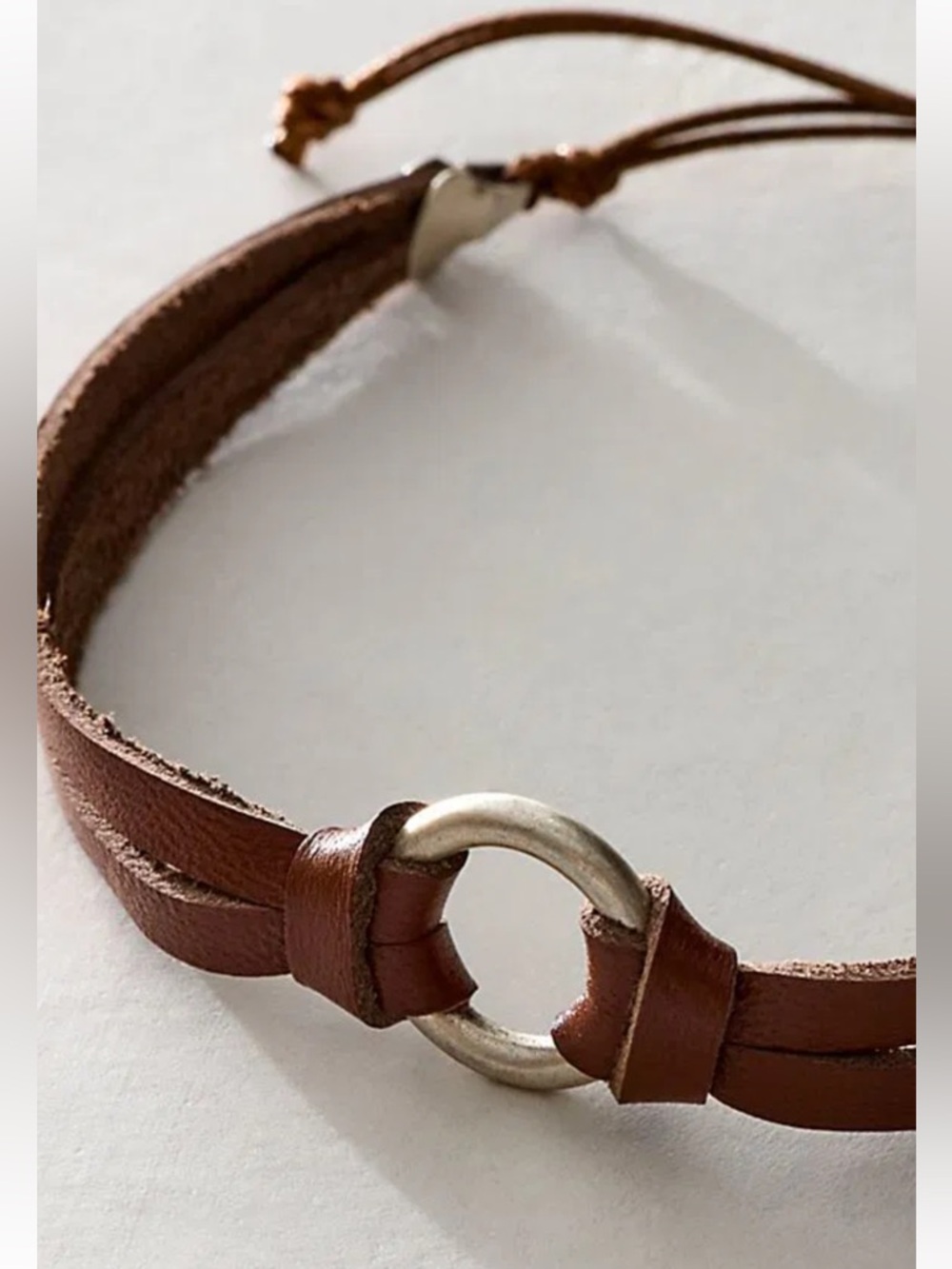 FREE PEOPLE COUNTY LIINES LEATHER BRACELET in Brown NWT - Picture 2 of 5